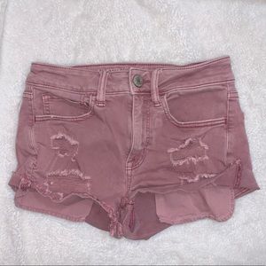 Dusty Rose High Rise Jean Shorts (A.E.O)